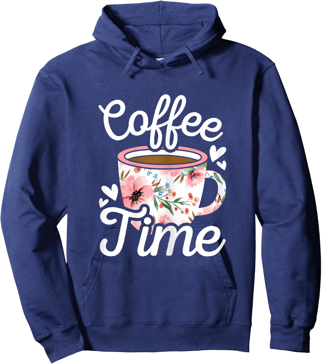 Coffee Time Cute Coffee Lover Women Girls Hoodie - Hoodie | Navy
