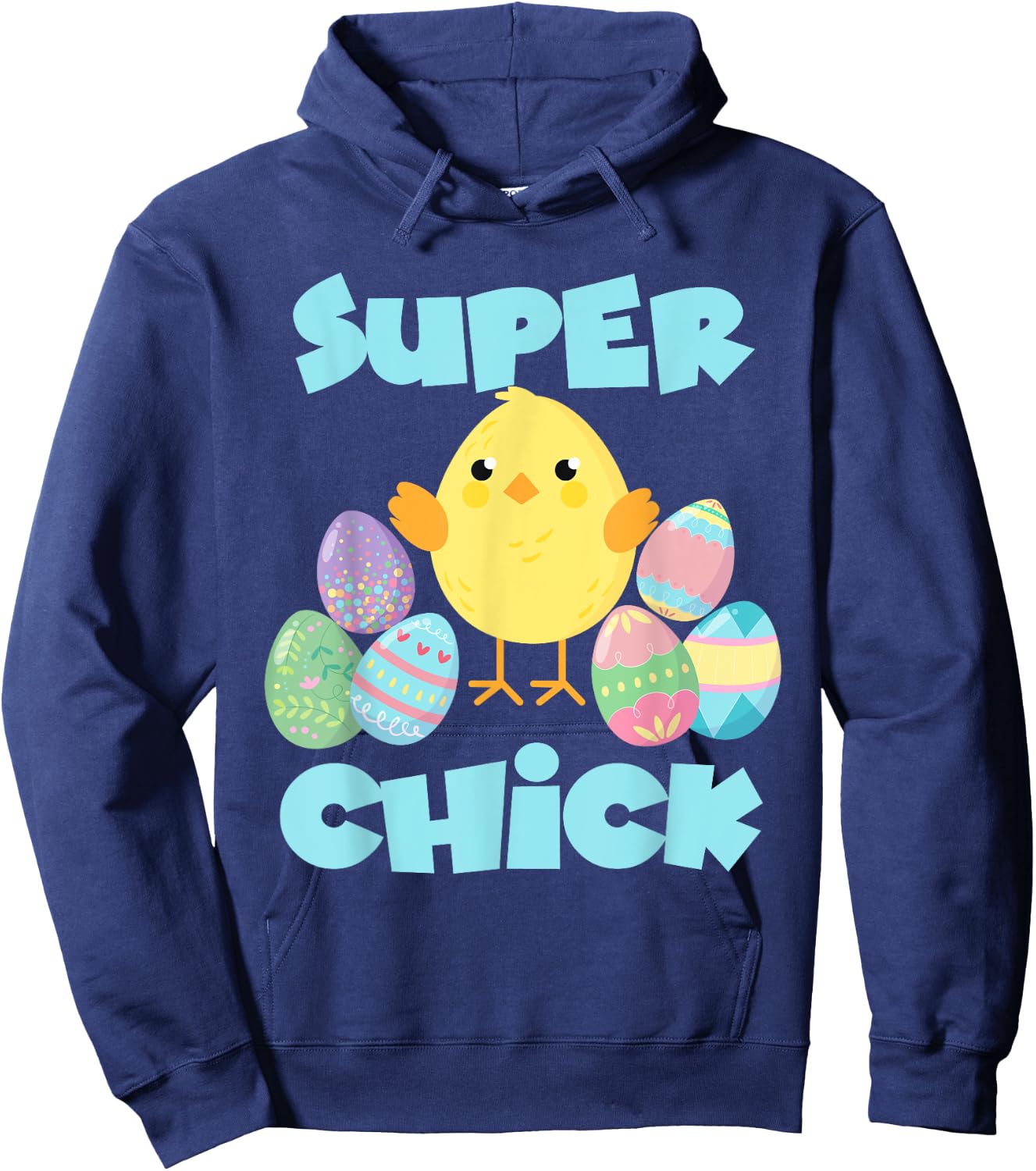 Super Chick Cute Easter With Easter Eggs Hoodie - Hoodie | Navy