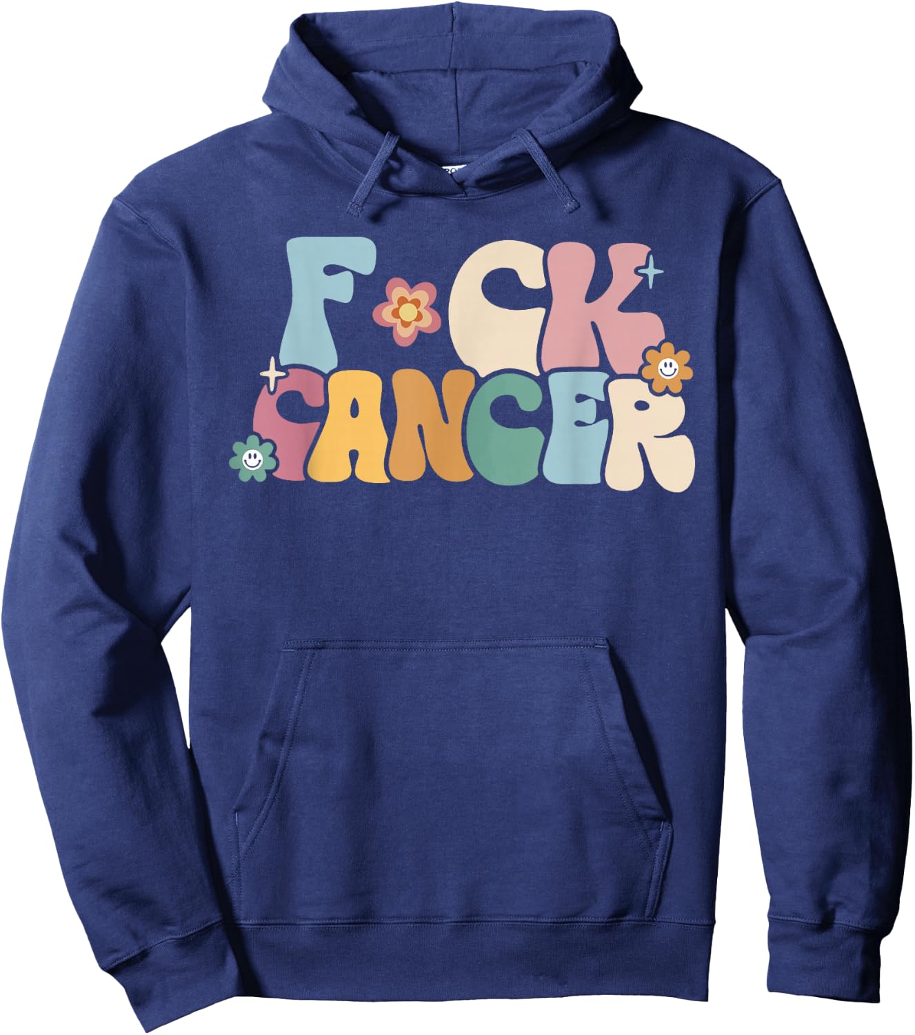 F Ck Cancer Groovy Retro Hoodie - Hoodie | Navy