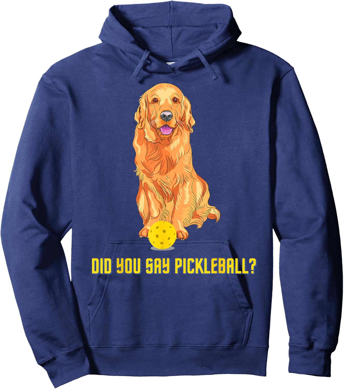 Cute Golden Retriever Pickleball Dog Hoodie - Hoodie | Navy
