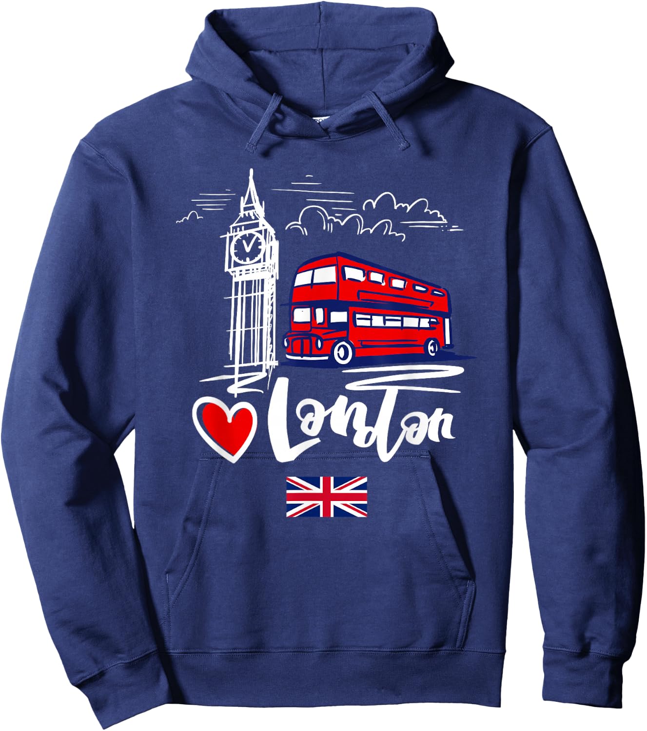 I Love London UK Graphic Design London Hoodie - Hoodie | Navy