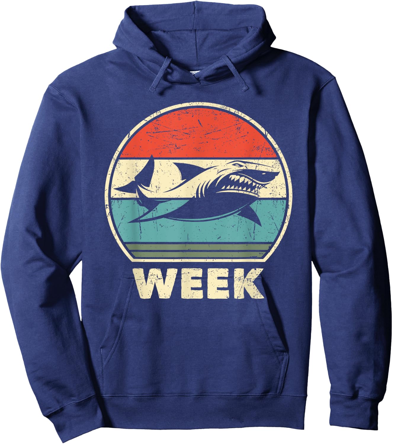 Funny Sharks Lover Week Retro Vintage Shark Hoodie - Hoodie | Navy
