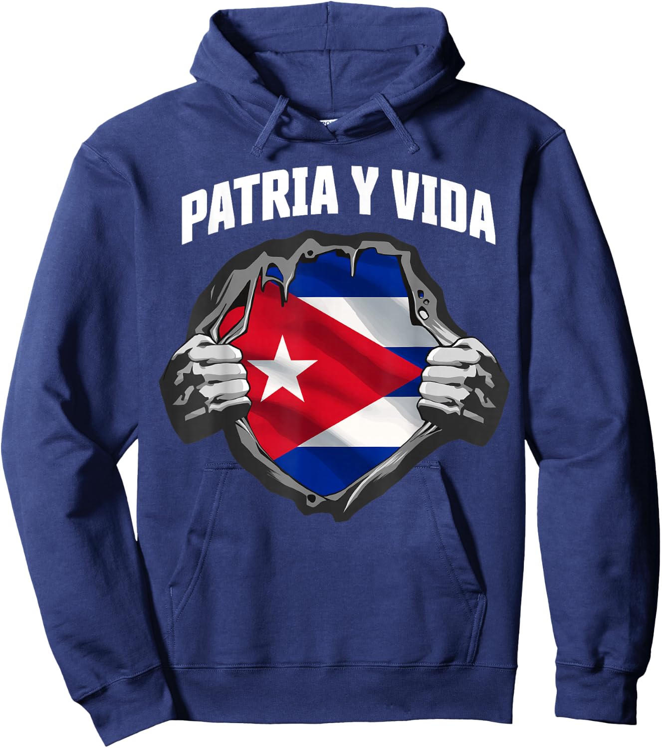 Patria Y Vida SOS Cuba Flag Free Cuba Hoodie - Hoodie | Navy