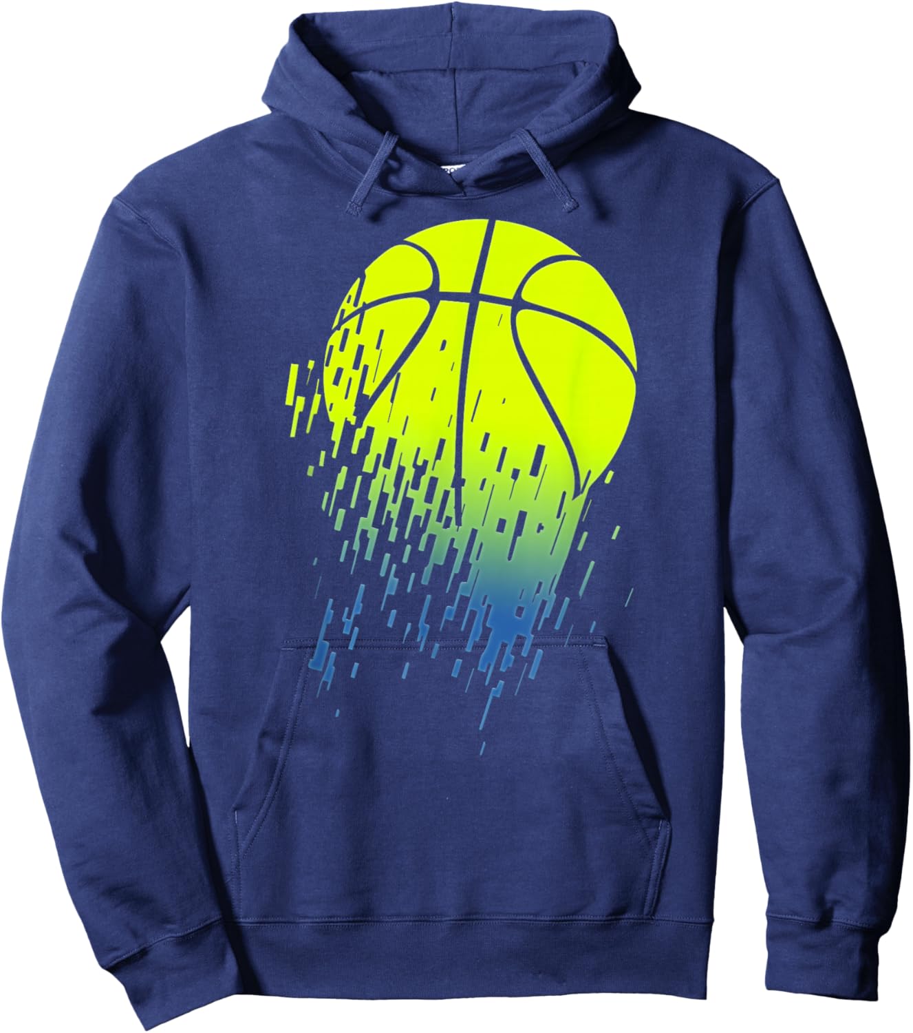 Disintegrating Neon Green Basketball Urban Hoodie - Hoodie | Navy