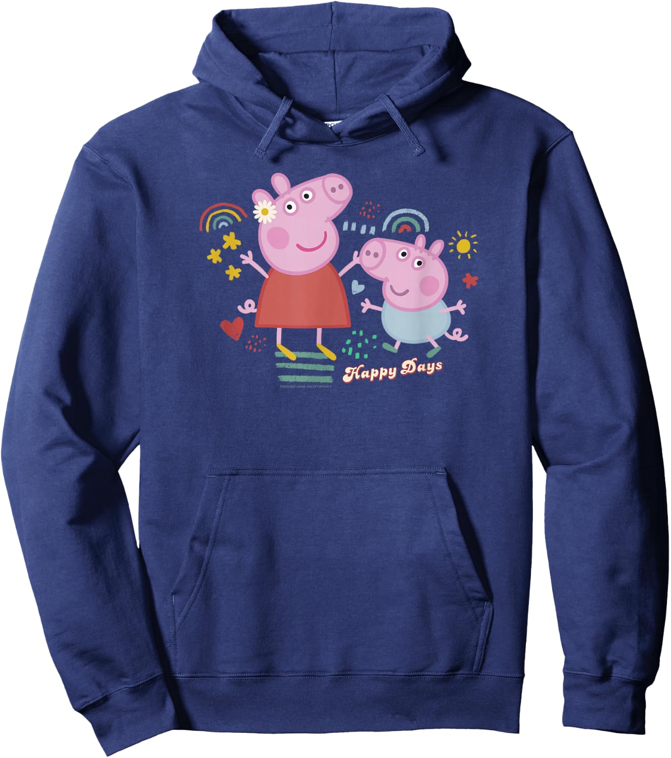 Peppa Pig -Kids Blue Cartoon , Small Hoodie - Hoodie | Navy