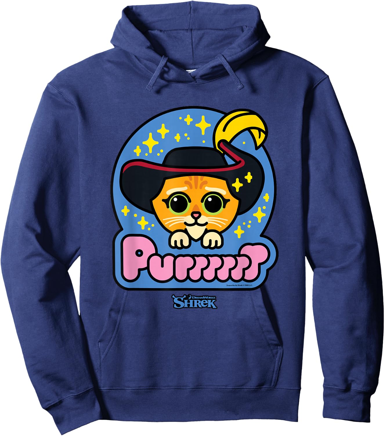Shrek Emoji Style Puss in Boots Purr Hoodie - Hoodie | Navy