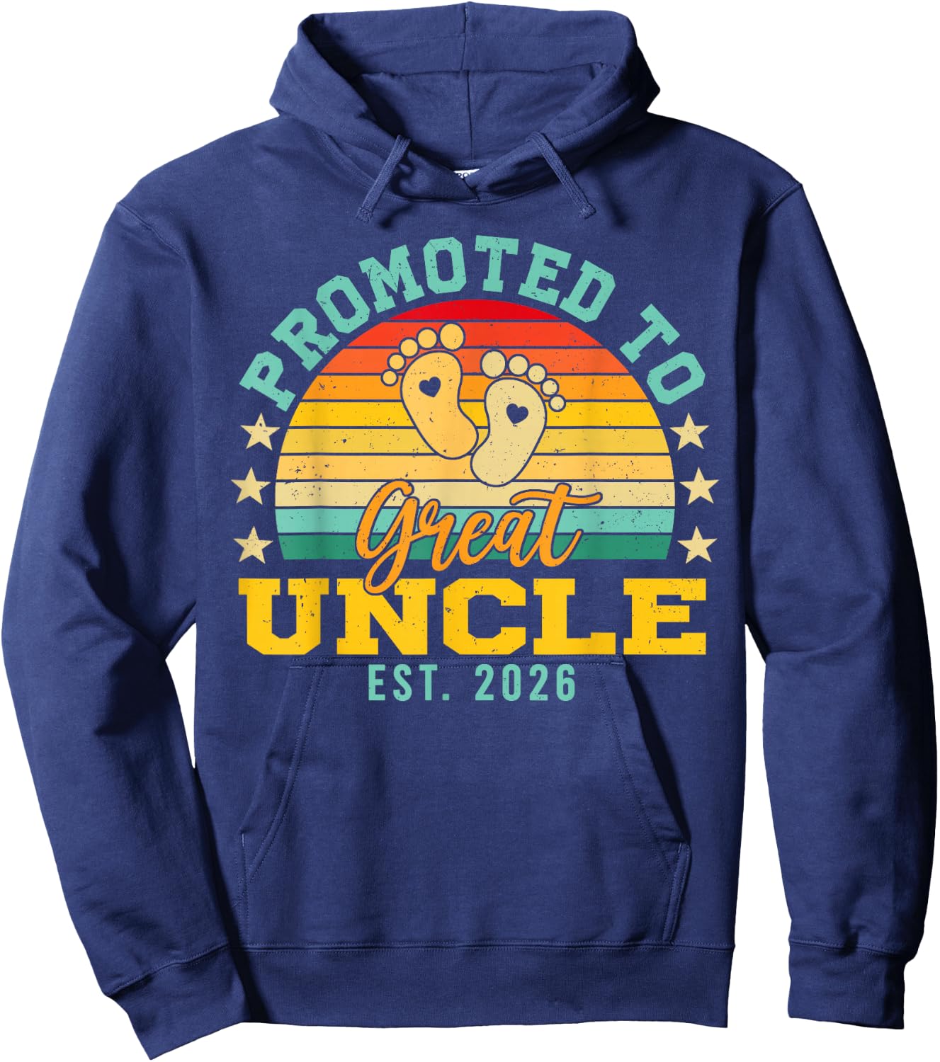 Retro Vintage Promoted to Great Uncle Est 2026 Hoodie - Hoodie | Navy