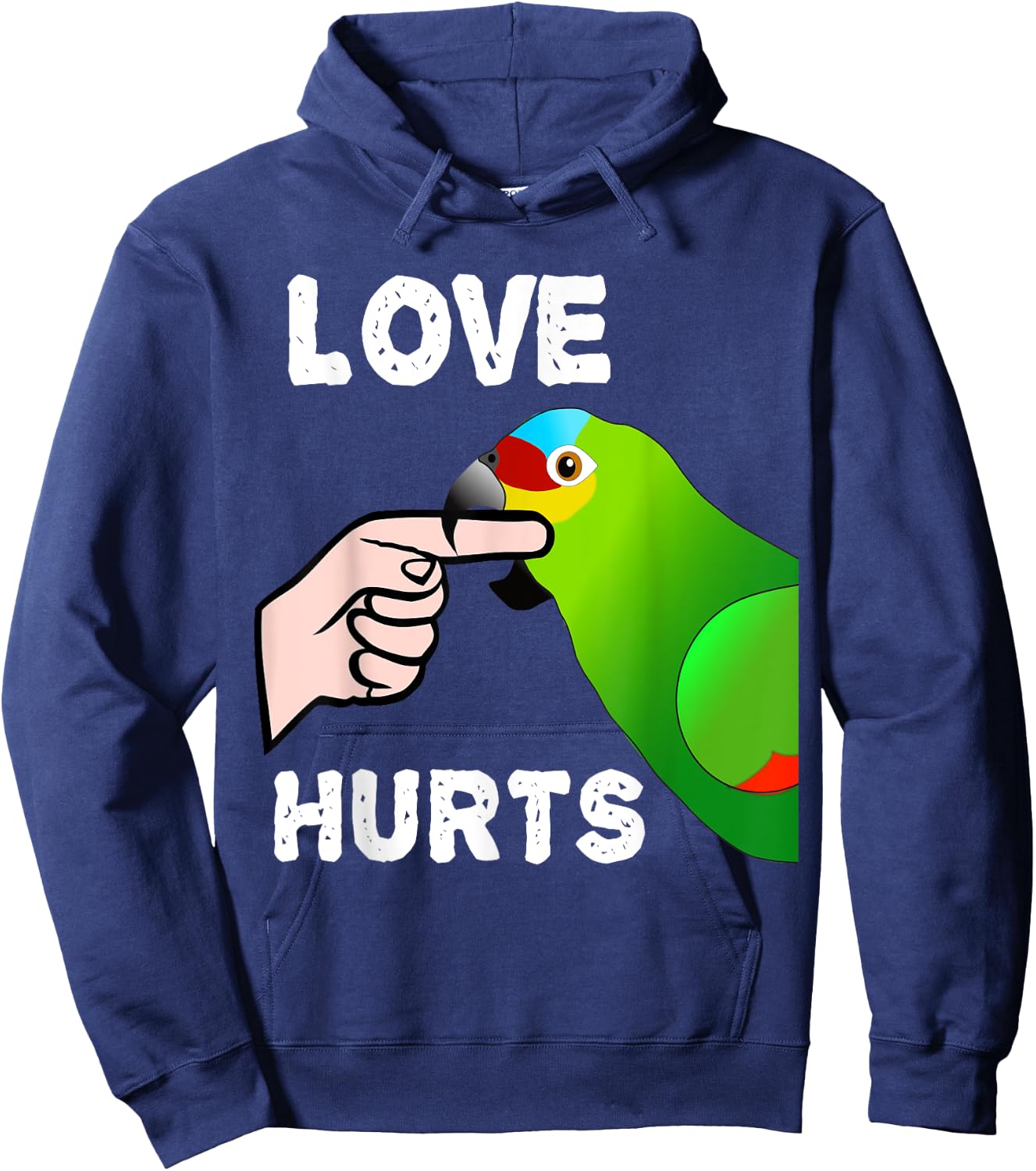 Love Hurts Red Lored Amazon Parrot Hoodie - Hoodie | Navy