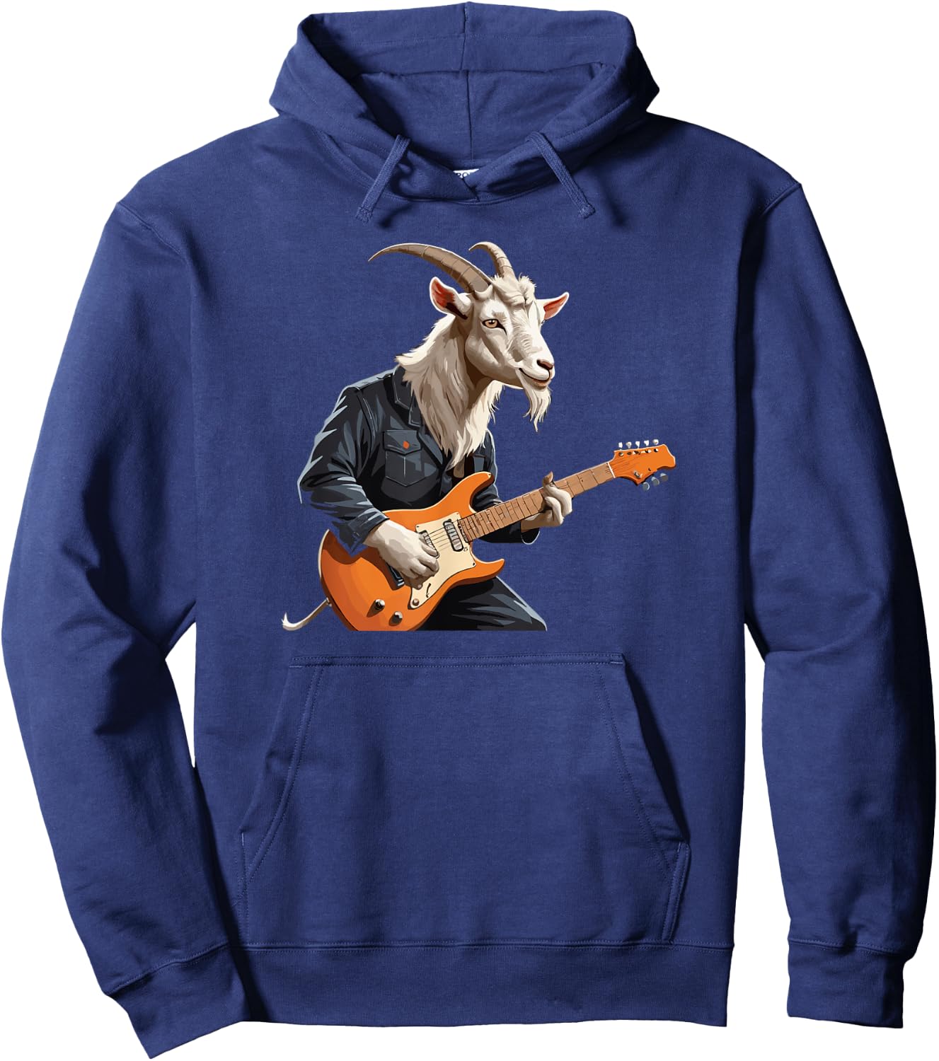 Goat playing Electric Guitar, Goat Guitarist Hoodie - Hoodie | Navy