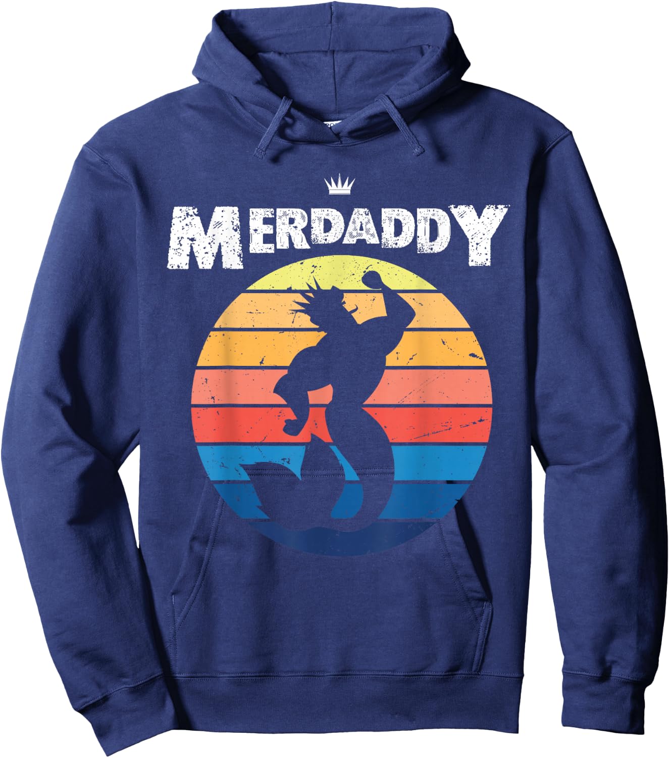 Retro Merdaddy Graphic - Vintage Merman Design Hoodie - Hoodie | Navy