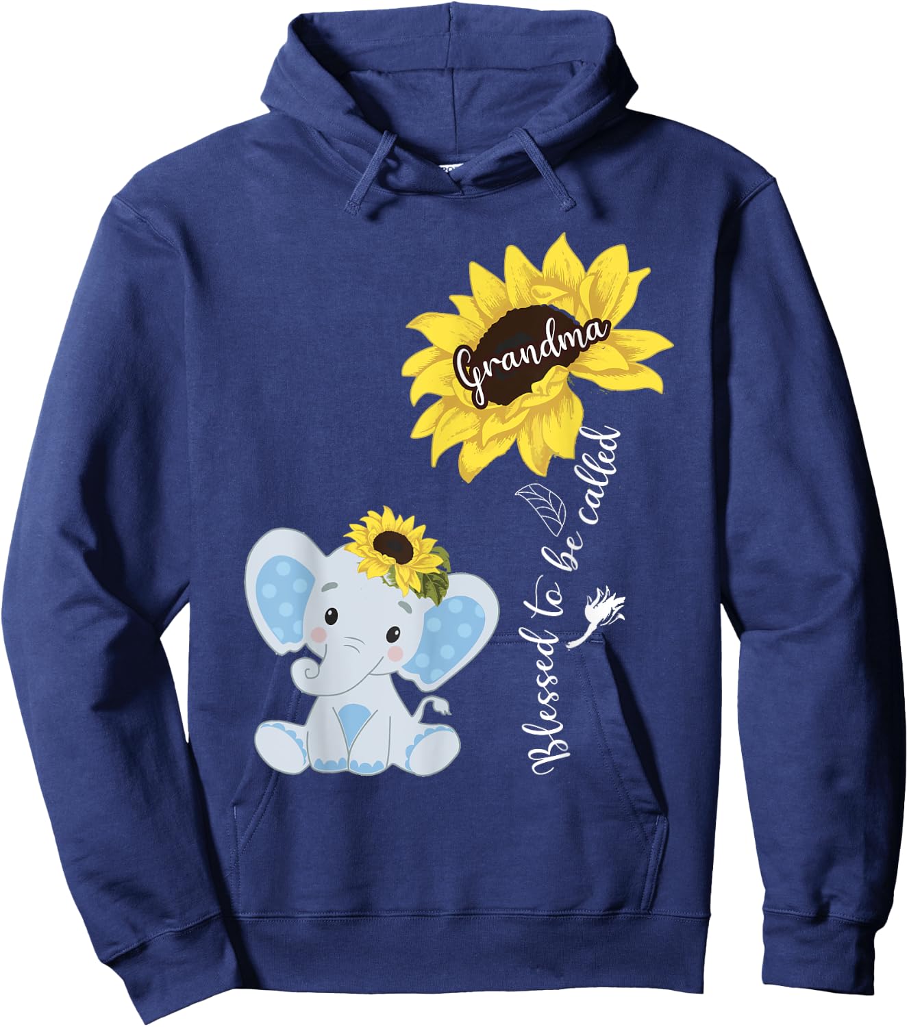 Blessed To Be Called Grandma Elephant Sunflower Hoodie - Hoodie | Navy
