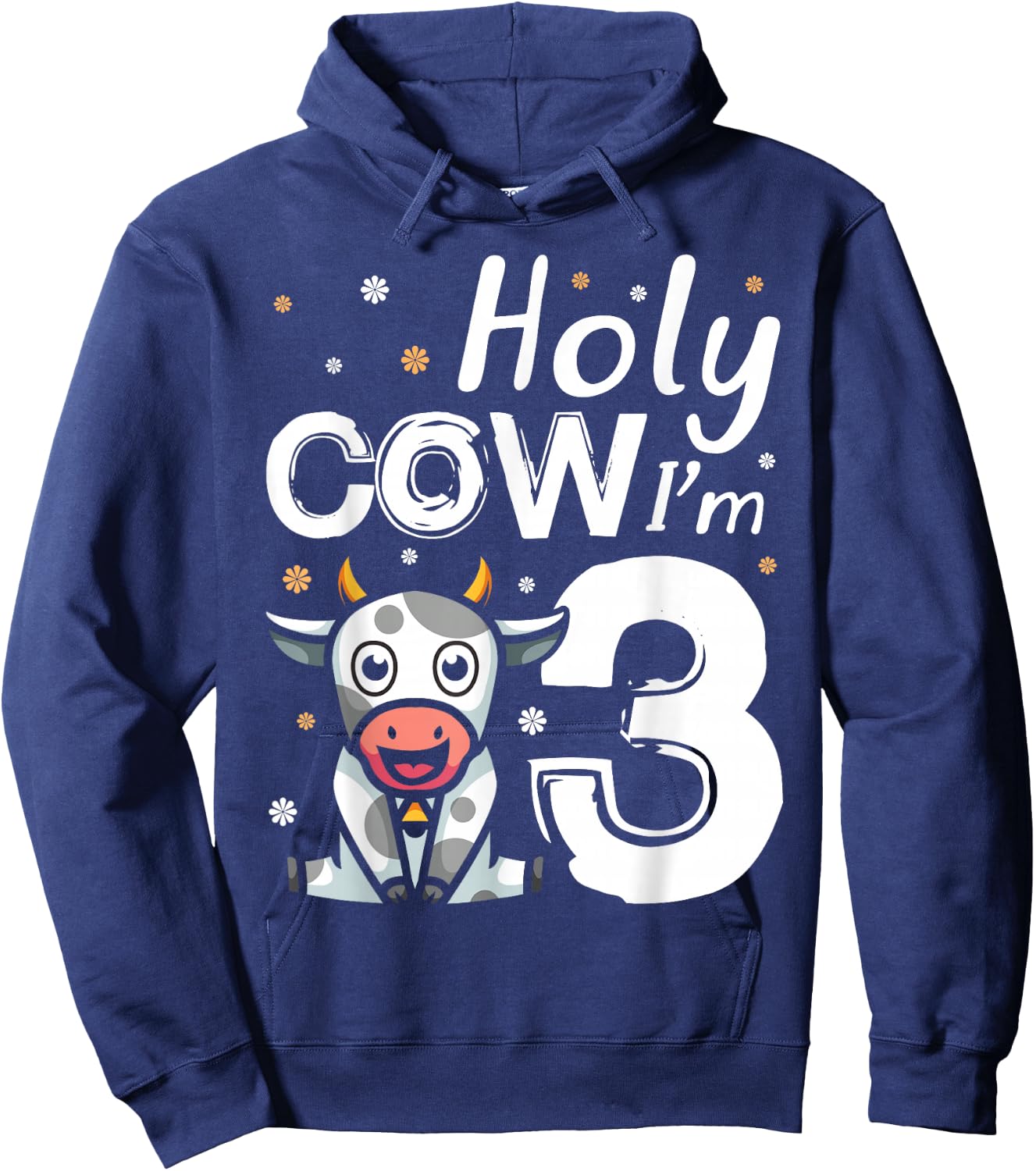 Holy Cow I'm Three 3 Year Old Vintage Farm Hoodie - Hoodie | Navy