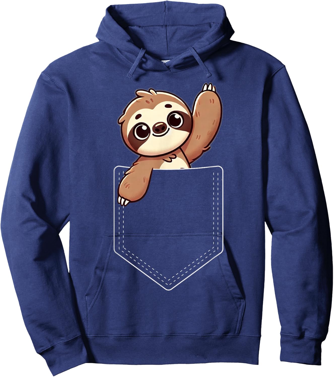 Funny Sloth Waving In Pocket Sloth Animal Lover Hoodie - Hoodie | Navy