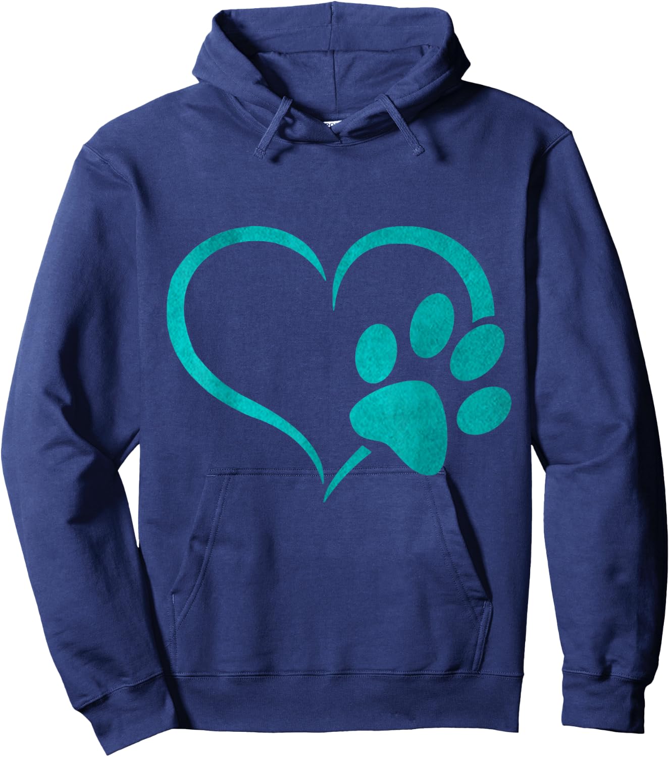 vintage Teal Dog Paw Print heart For Dogs Lover Hoodie - Hoodie | Navy