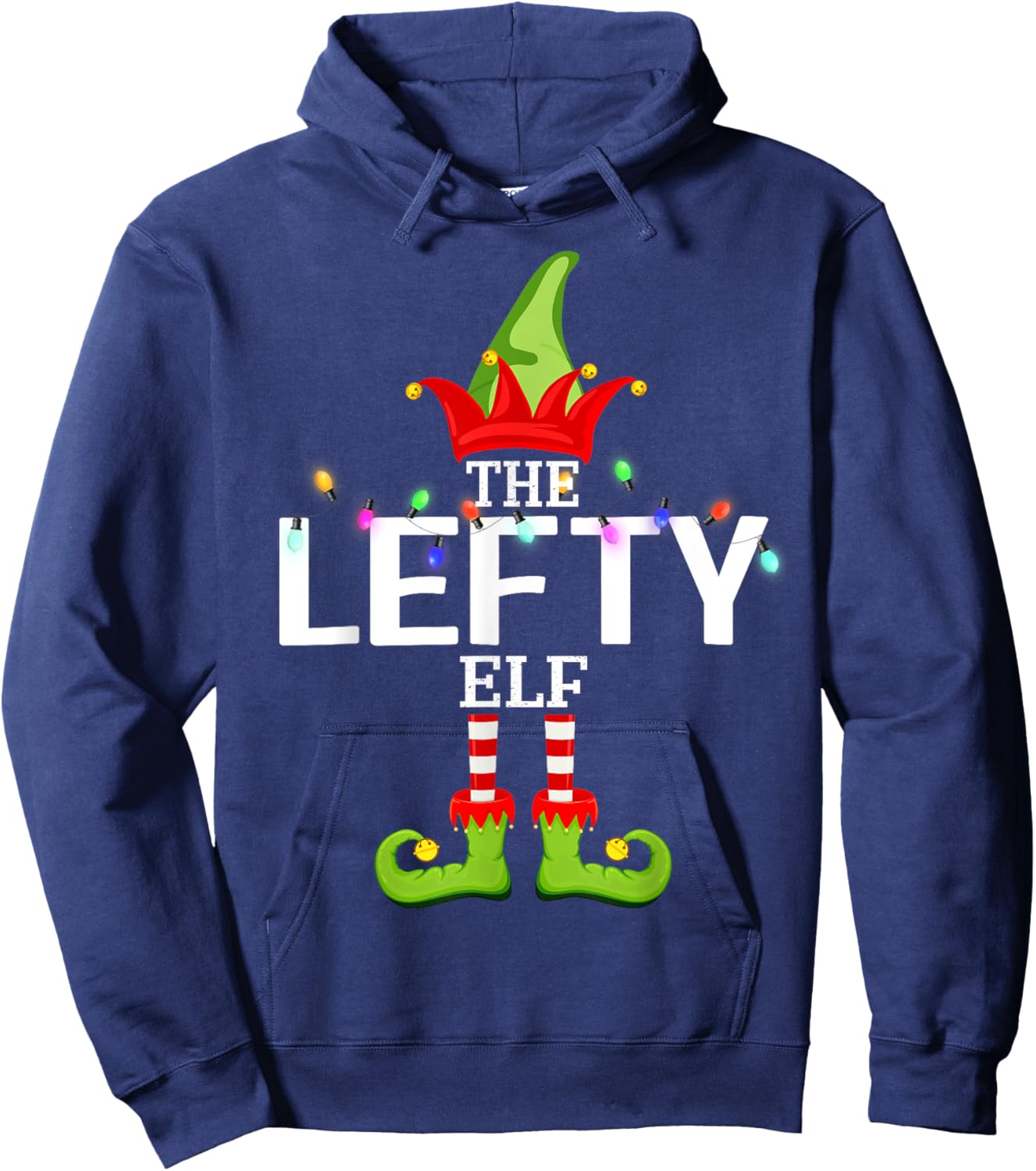 The Lefty Elf Christmas Matching Pajamas Hoodie - Hoodie | Navy