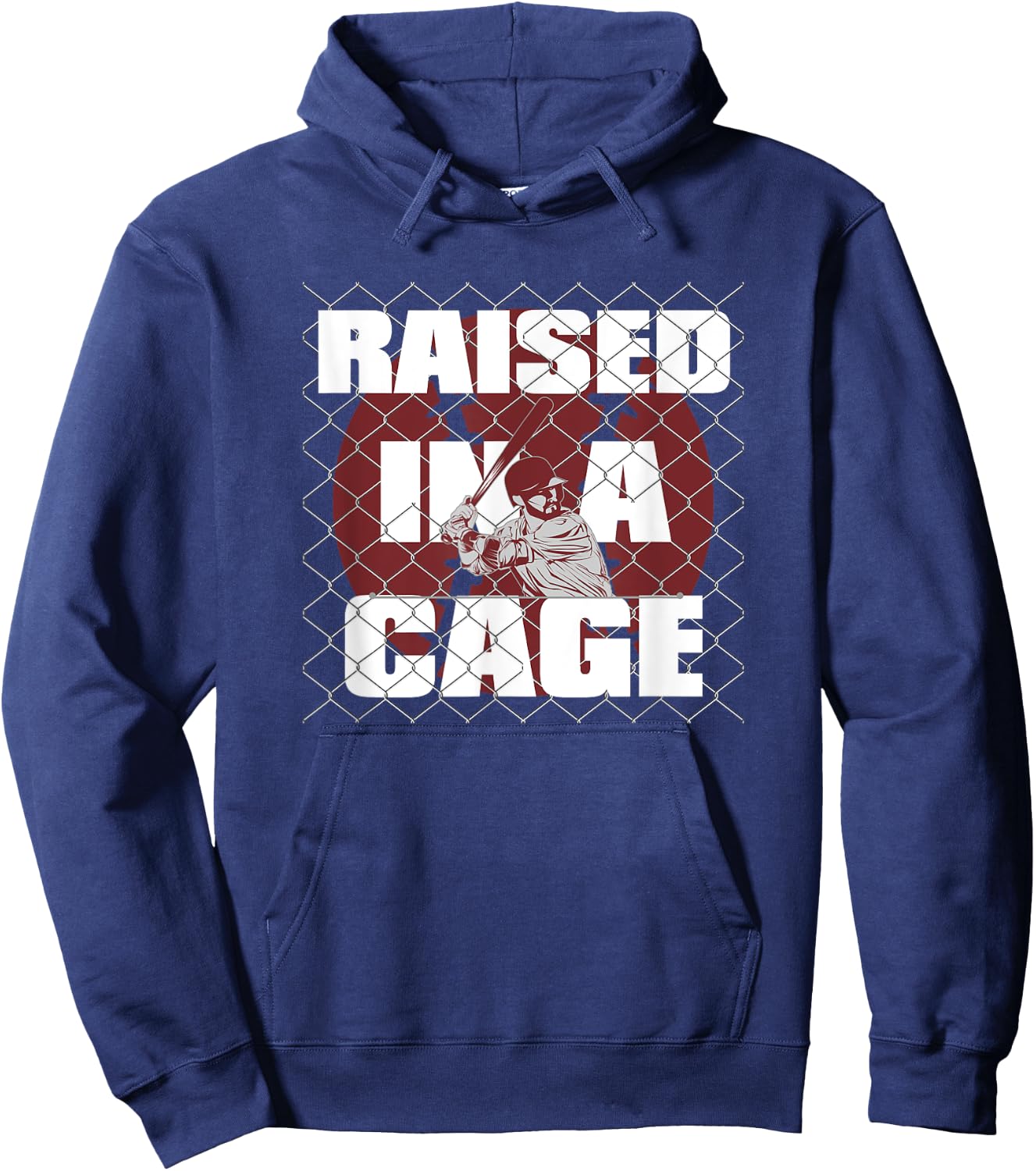Raised In A Cage Baseball Shirt Hoodie - Hoodie | Navy
