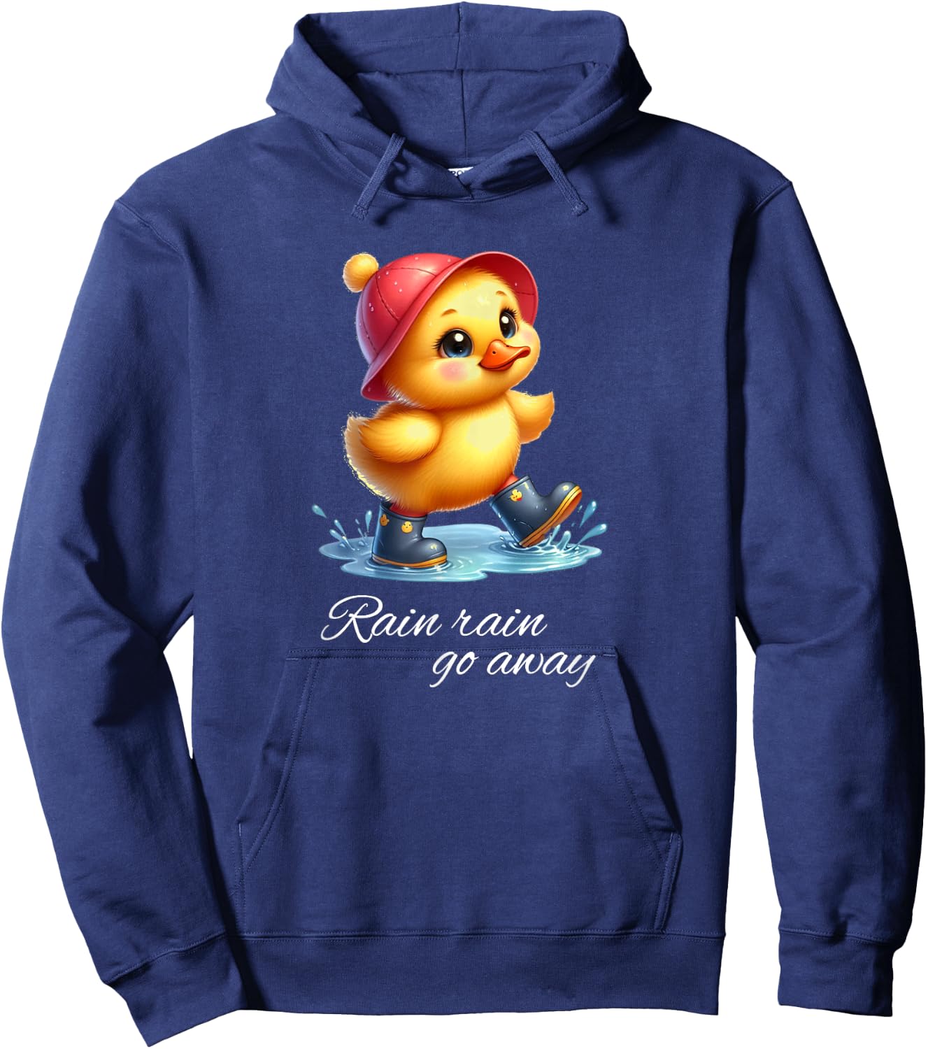 Playful Duck Saying Rain Go Away Hoodie - Hoodie | Navy