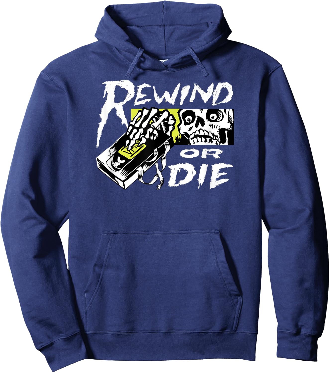 VHS Video Tape Punk - Rewind or Die Hoodie - Hoodie | Navy