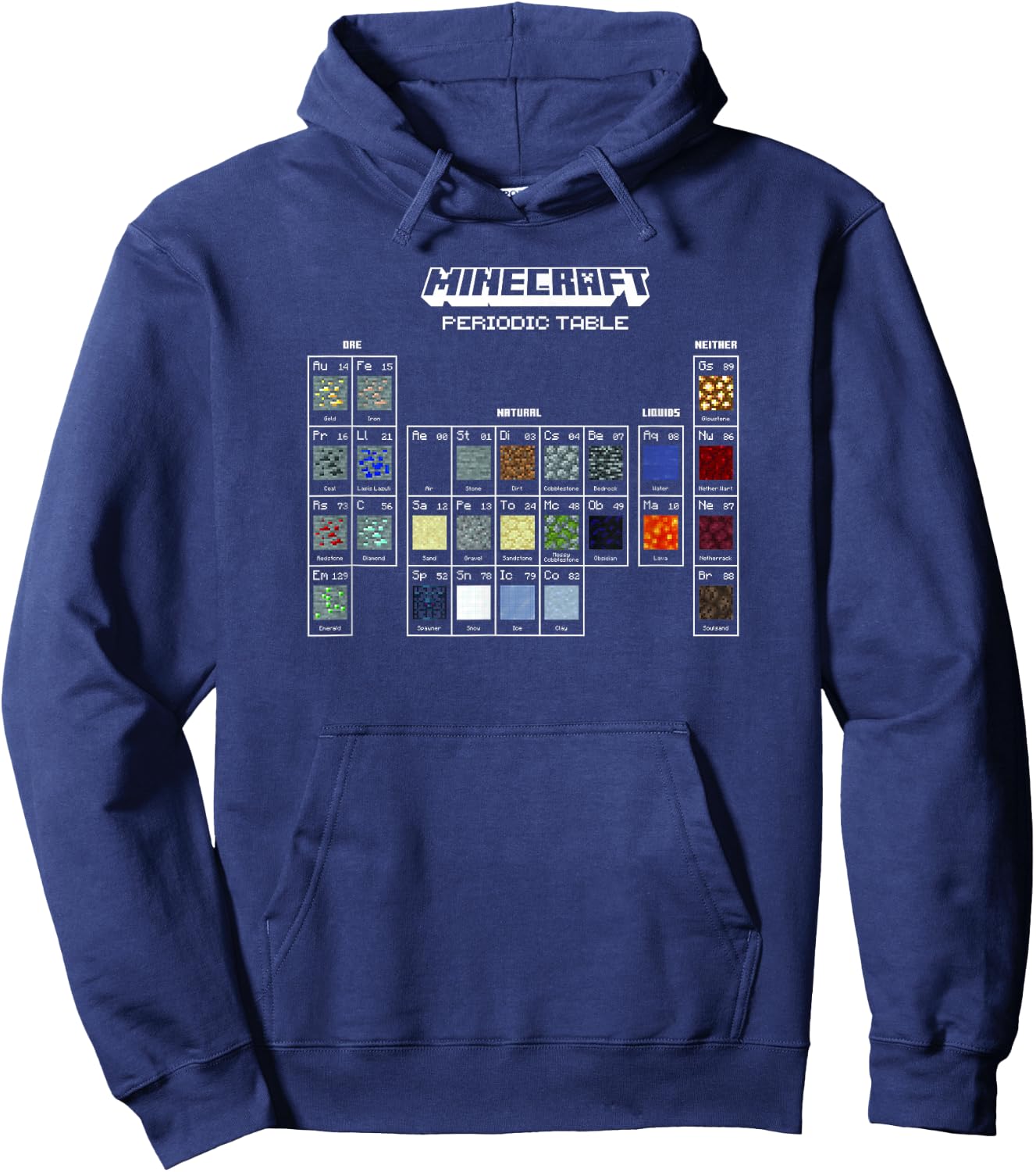 Minecraft Periodic Table Of Blocks , black Hoodie - Hoodie | Navy