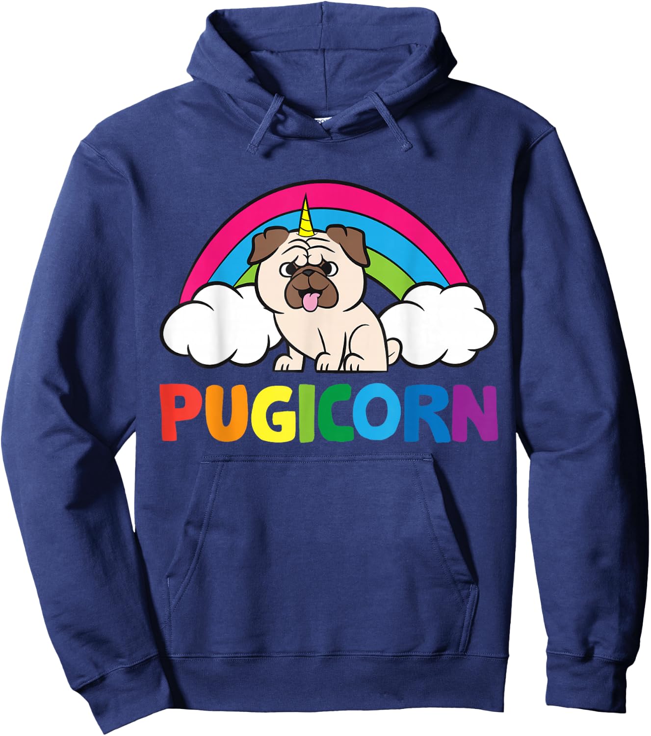 Pug Dog Unicorn Horn Funny Pugicorn Hoodie - Hoodie | Navy