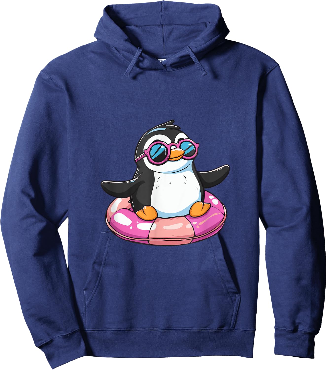 Cute Penguin On Summer Vacation Comic Hoodie - Hoodie | Navy