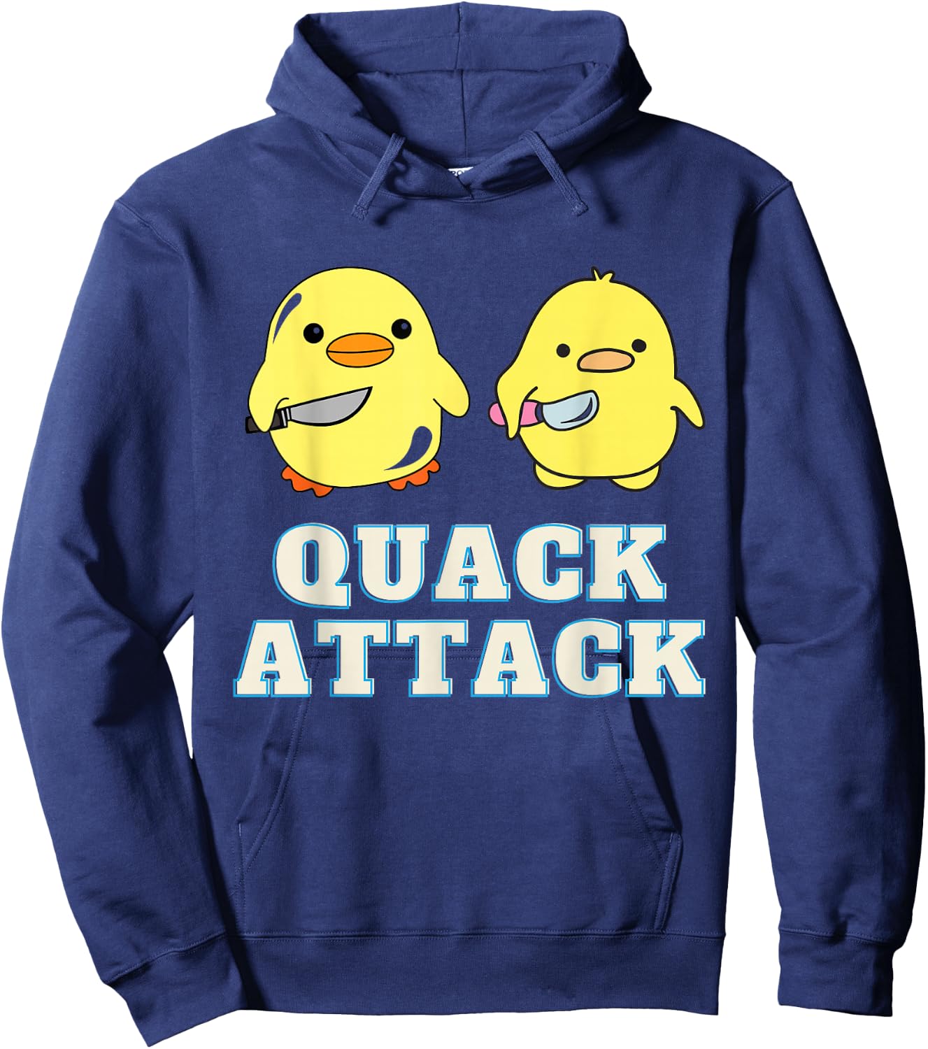 Quack Attack By Angry Green and Yellow Duck Hoodie - Hoodie | Navy