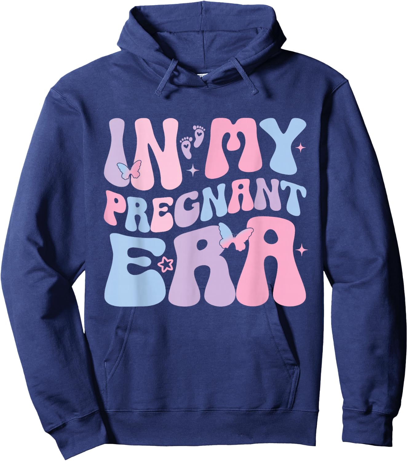 In My Pregnant Era Groovy Schwangere Hoodie - Hoodie | Navy