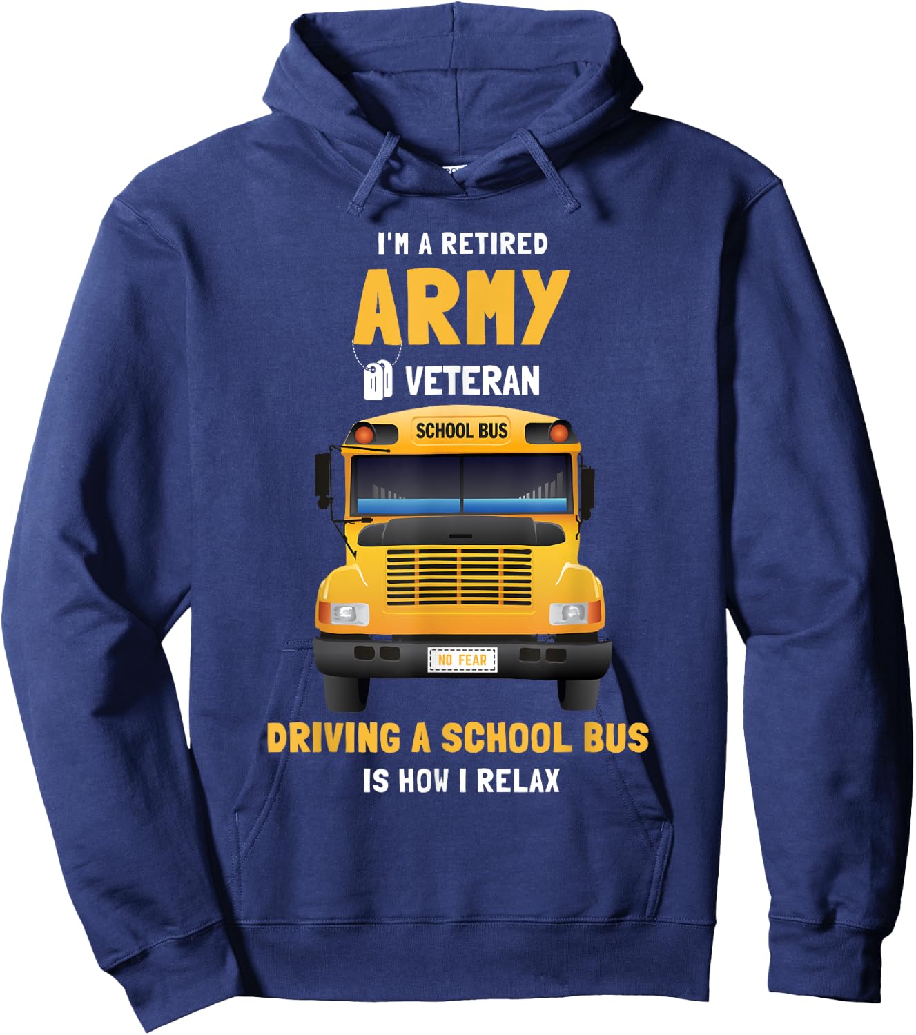 School Bus Diver Retired Army Veteran Hoodie - Hoodie | Navy