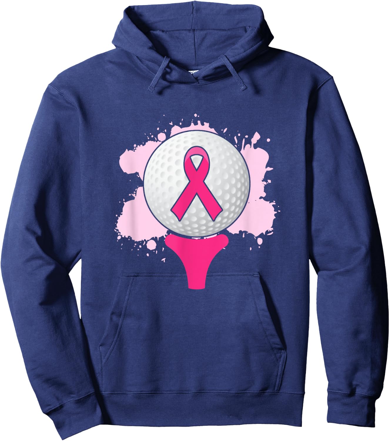 Breast Cancer Awareness Golf Ball Pink Ribbon Hoodie - Hoodie | Navy