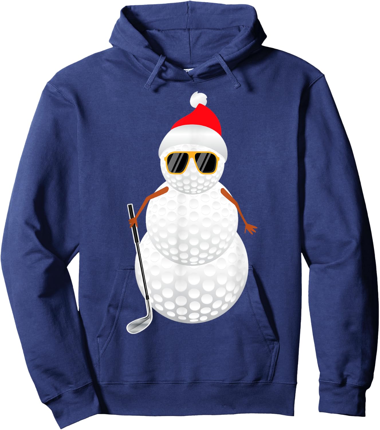 Santa Snowman Golf Ball Christmas Golfer Gift Hoodie - Hoodie | Navy