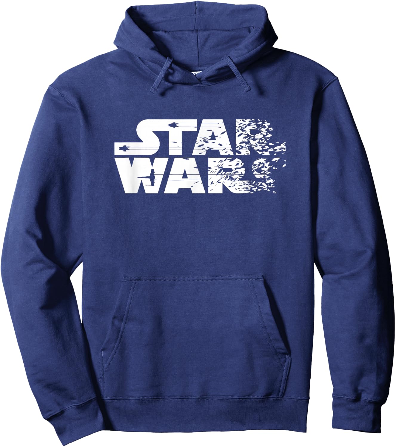 Star Wars Ship Shattered Logo White Hoodie - Hoodie | Navy
