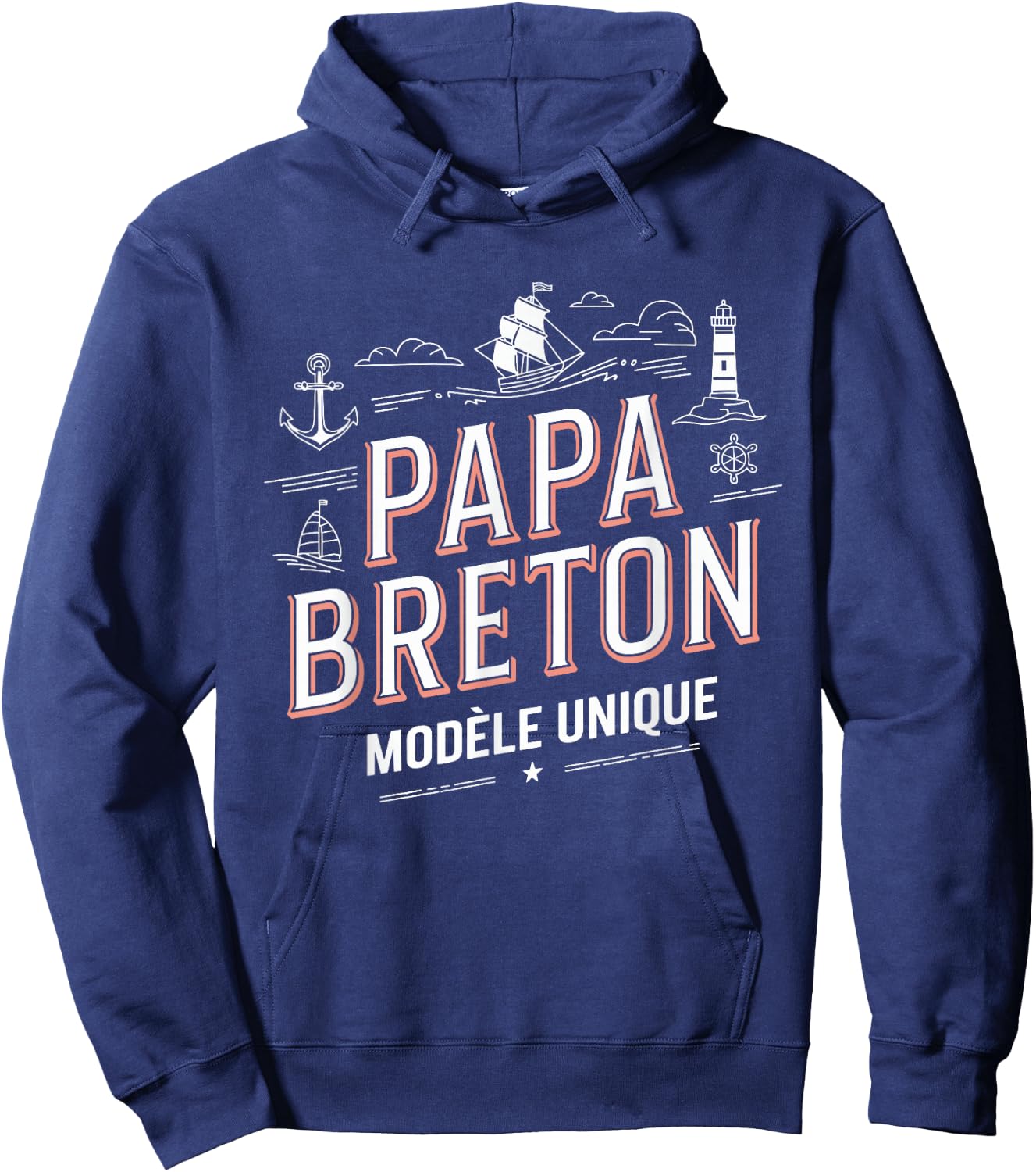 Papa Breton Unique Model Father's Day Gift Hoodie - Hoodie | Navy
