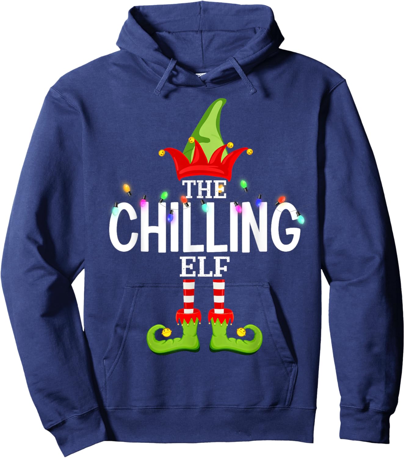 The Chilling Elf Christmas Matching Pajamas Hoodie - Hoodie | Navy