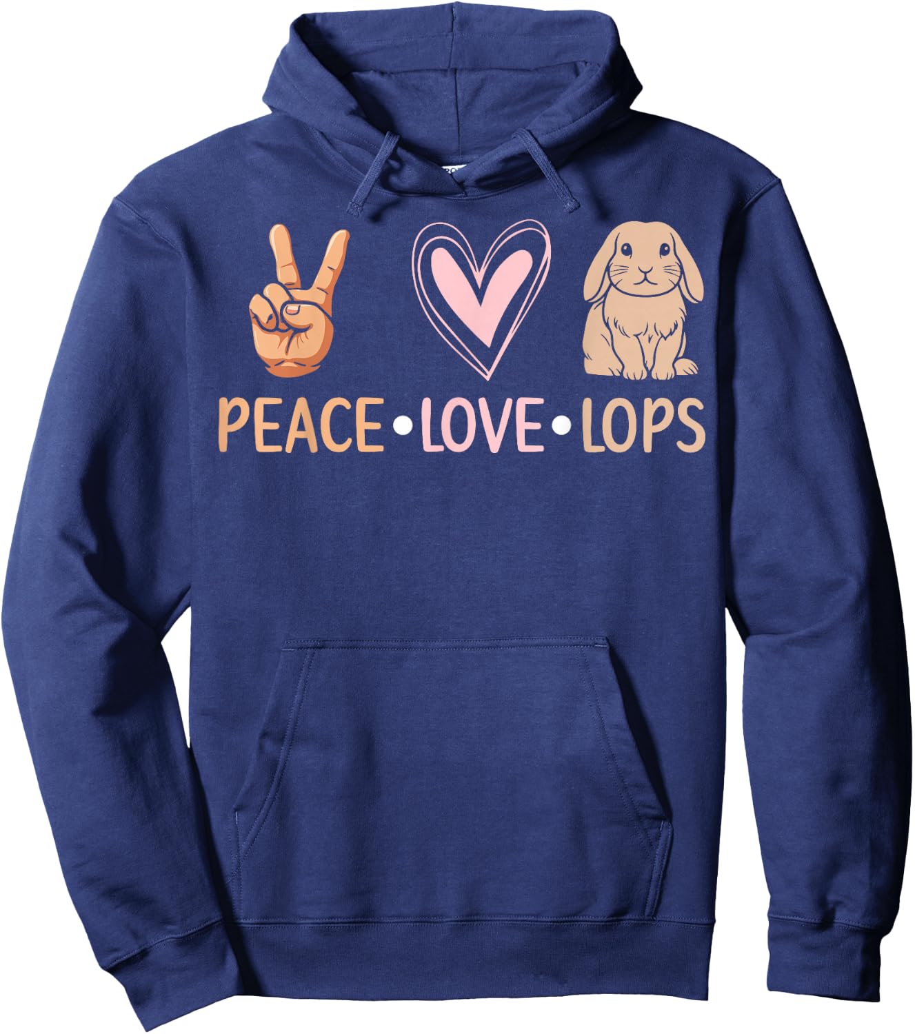 Peace Love Lops - Lop Eared Bunny Hoodie - Hoodie | Navy