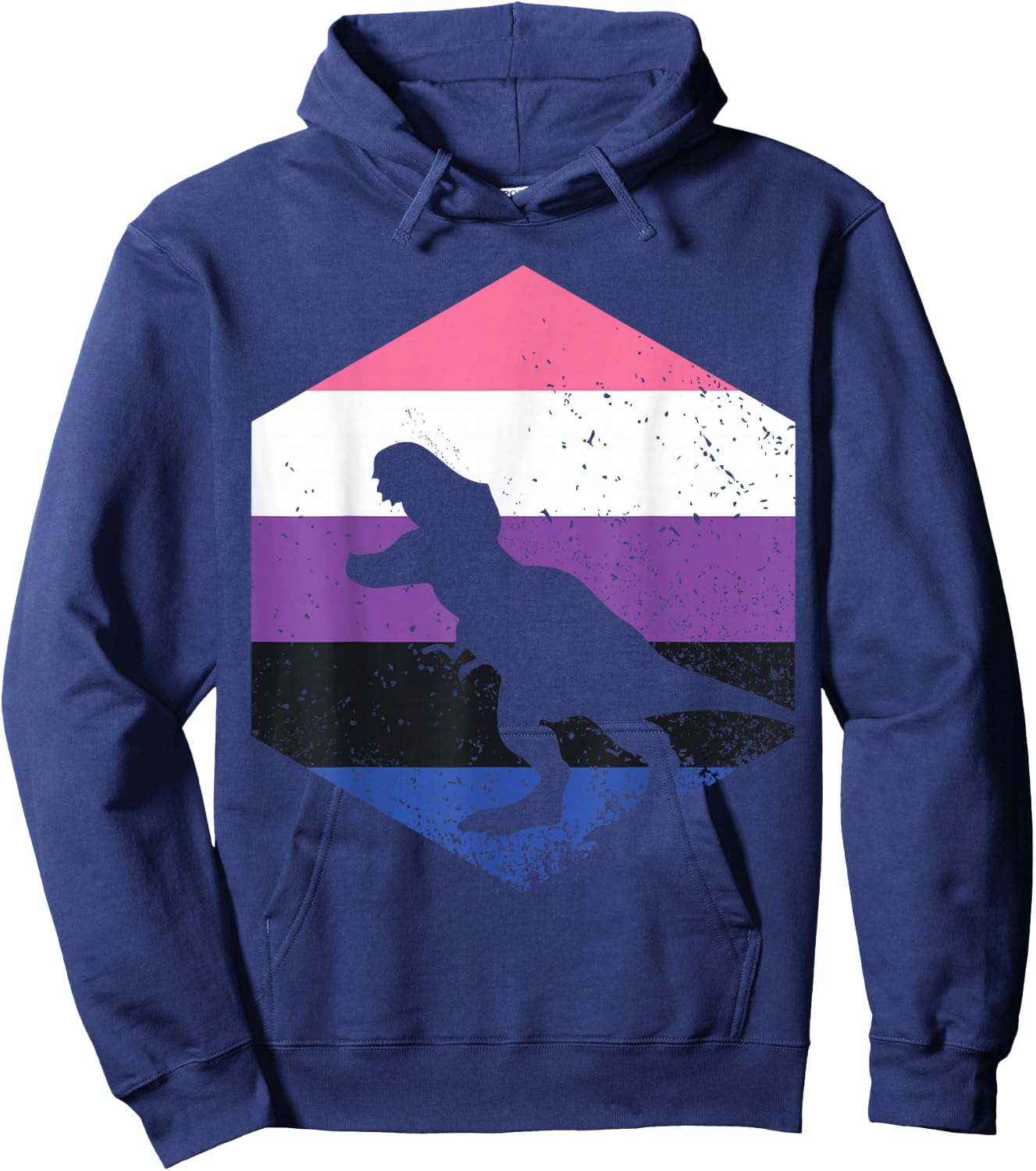 Genderfluid Flag Dinosaur Hoodie - Hoodie | Navy