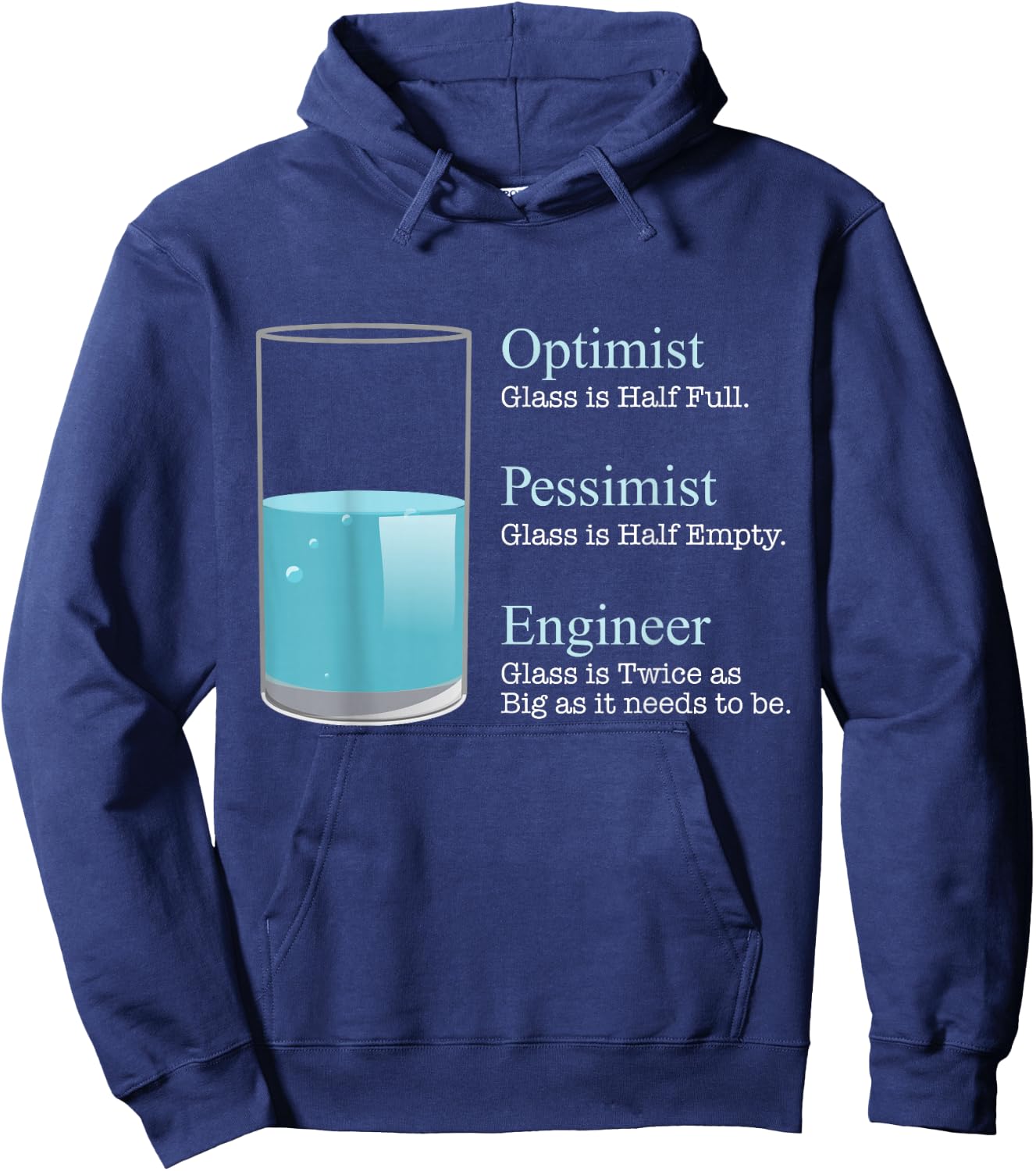 Funny Engineering - Engineer - Herren - -Erwachsene - Klein - Schwarz - Klassisch - Lockere Passform Kurzarm - Optimist Pessimist Engineer Funny Hoodie - Hoodie | Navy