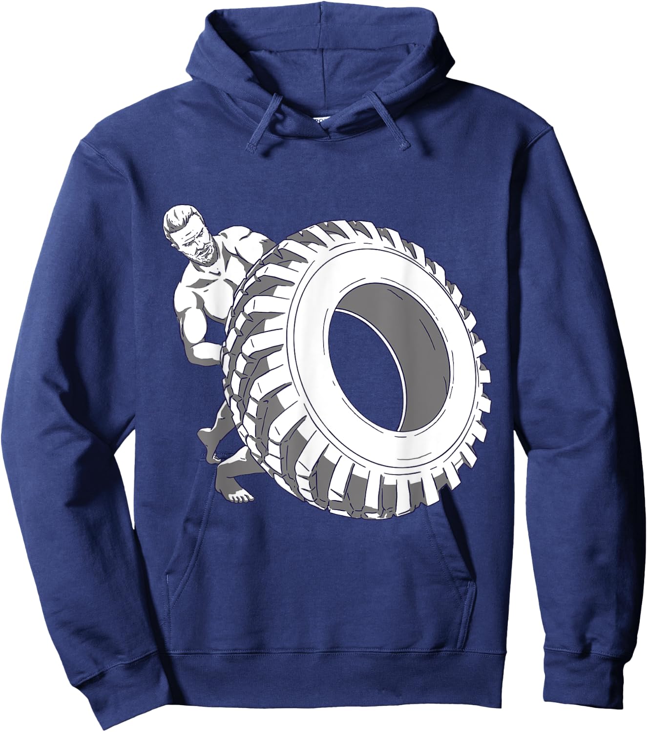 Man With Tyres For Strength Sports Hoodie - Hoodie | Navy