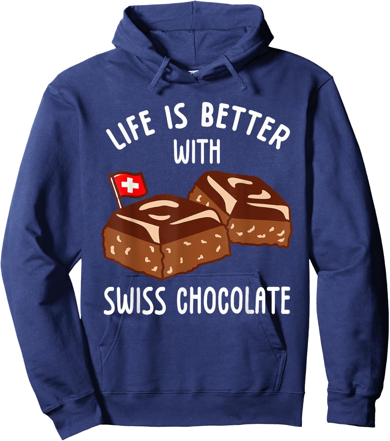 Life Is Better With Swiss Chocolate , Black, S Hoodie - Hoodie | Navy