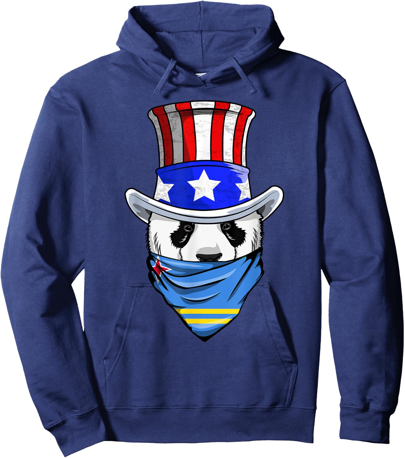 Aruban Panda Bear in Aruba Bandana Flag Hoodie - Hoodie | Navy