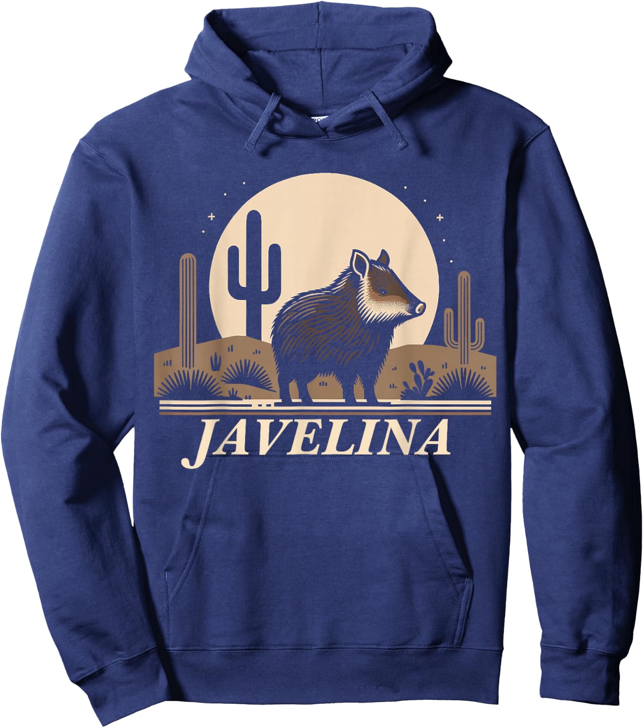 Javelina in Desert Landscape, Javelina Hoodie - Hoodie | Navy