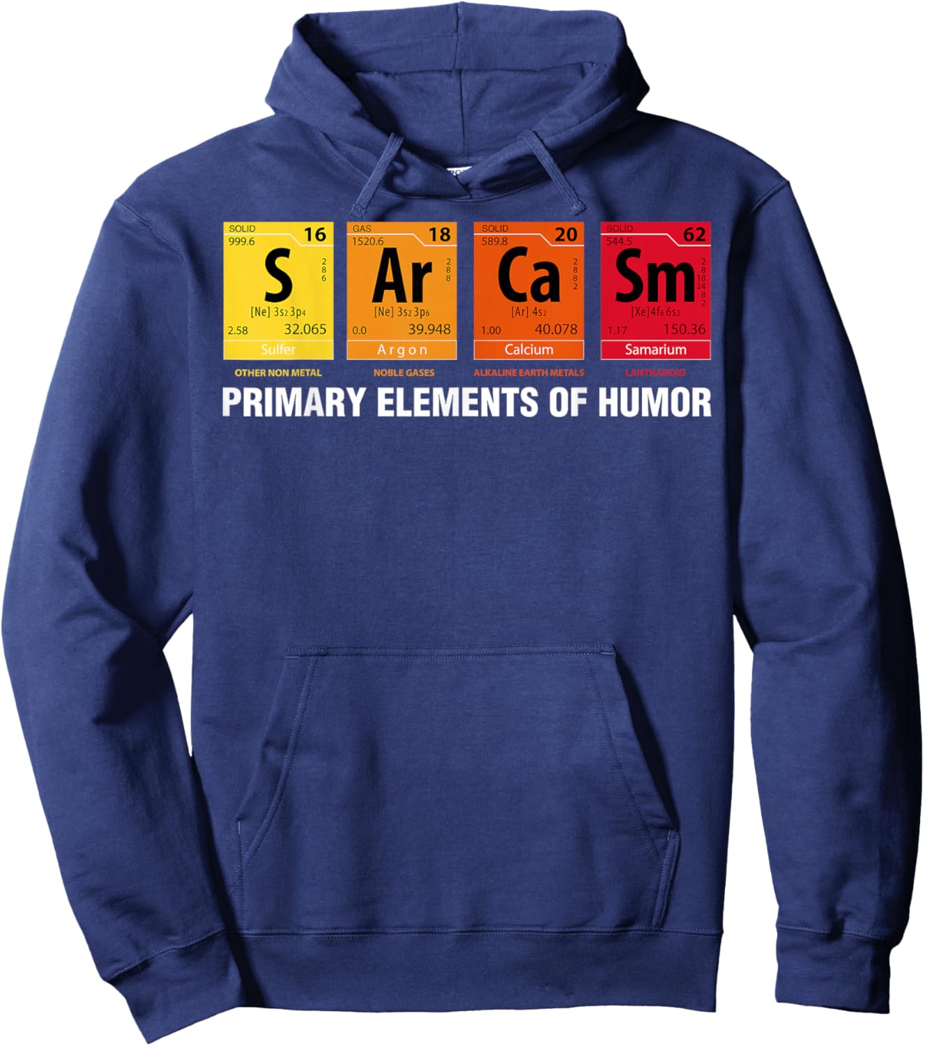 Sarcasm Elements of Humor Periodic Table Hoodie - Hoodie | Navy