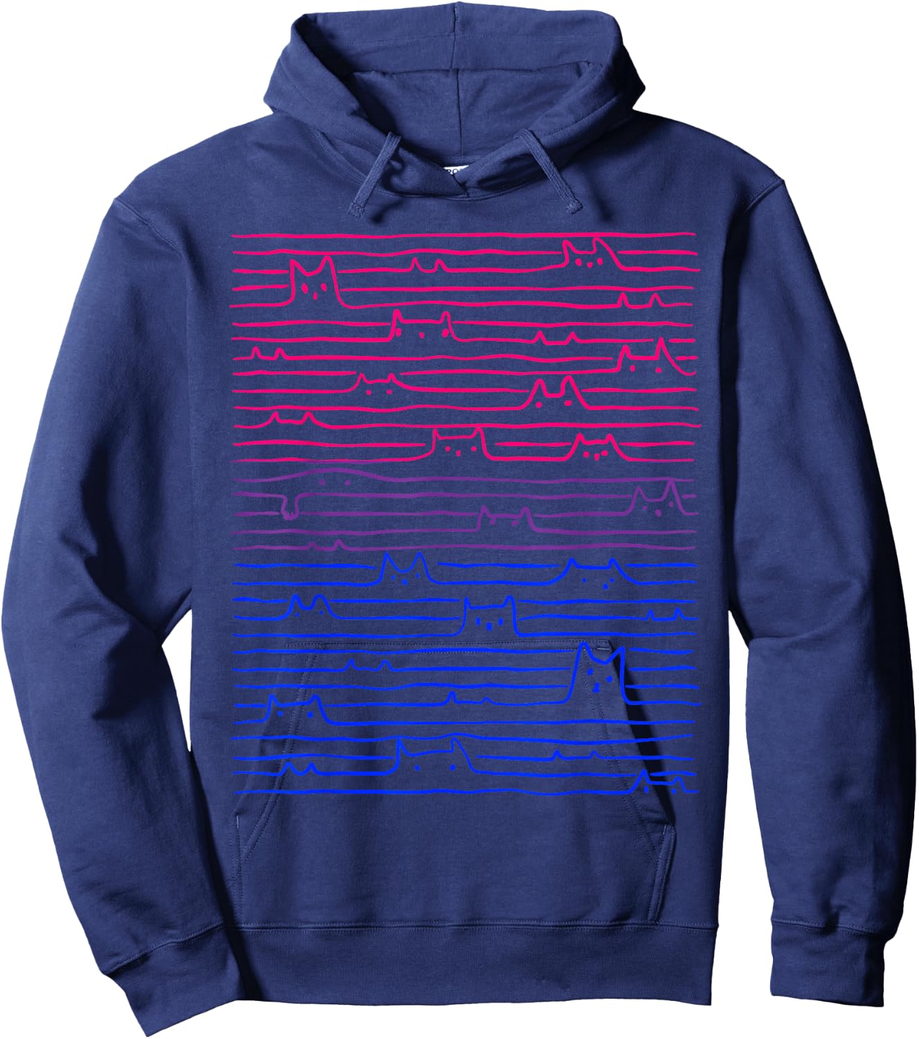 LGBT Bisexual Pride Flag Apparel Bi Pride Cat Line Flagge Bisexuell Damen Schwarz U-Ausschnitt Halbarm Klein EU 3ffd51ca-d0ed-4e35-9313-7170d928566c Hoodie - Hoodie | Navy