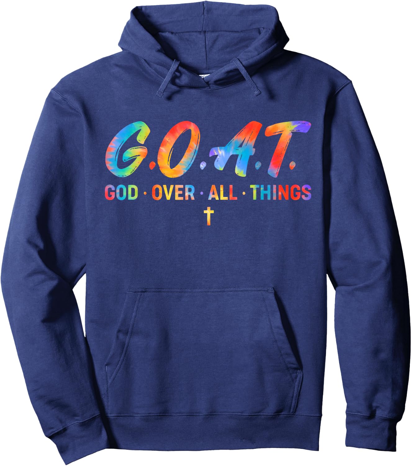 G.O.A.T. God Over All Things Funny Hippie Text Hoodie - Hoodie | Navy