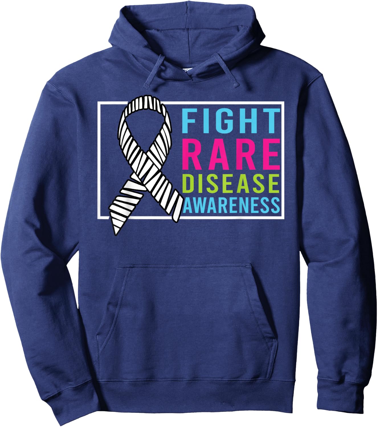 Fight Rare Disease Awareness Day Zebra Ribbon Hoodie - Hoodie | Navy
