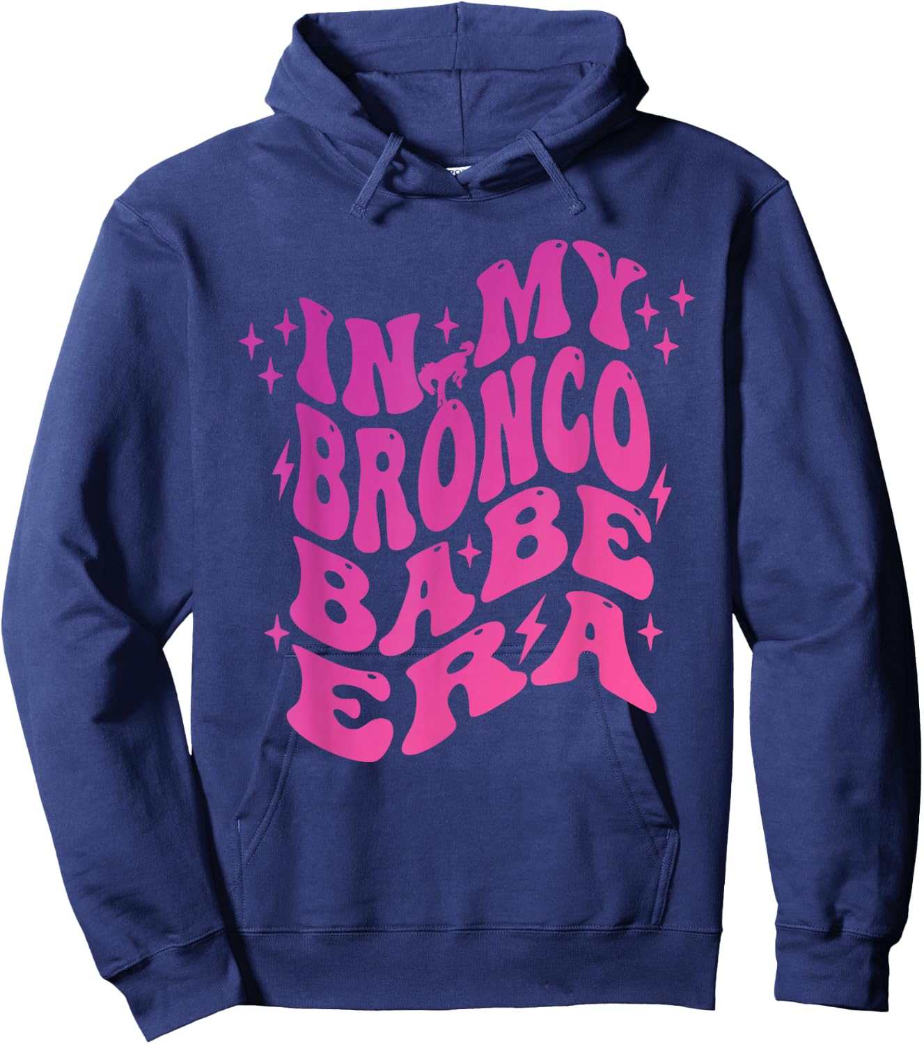 In My Bronco Babe Era Vintage Cowgirl Hoodie - Hoodie | Navy