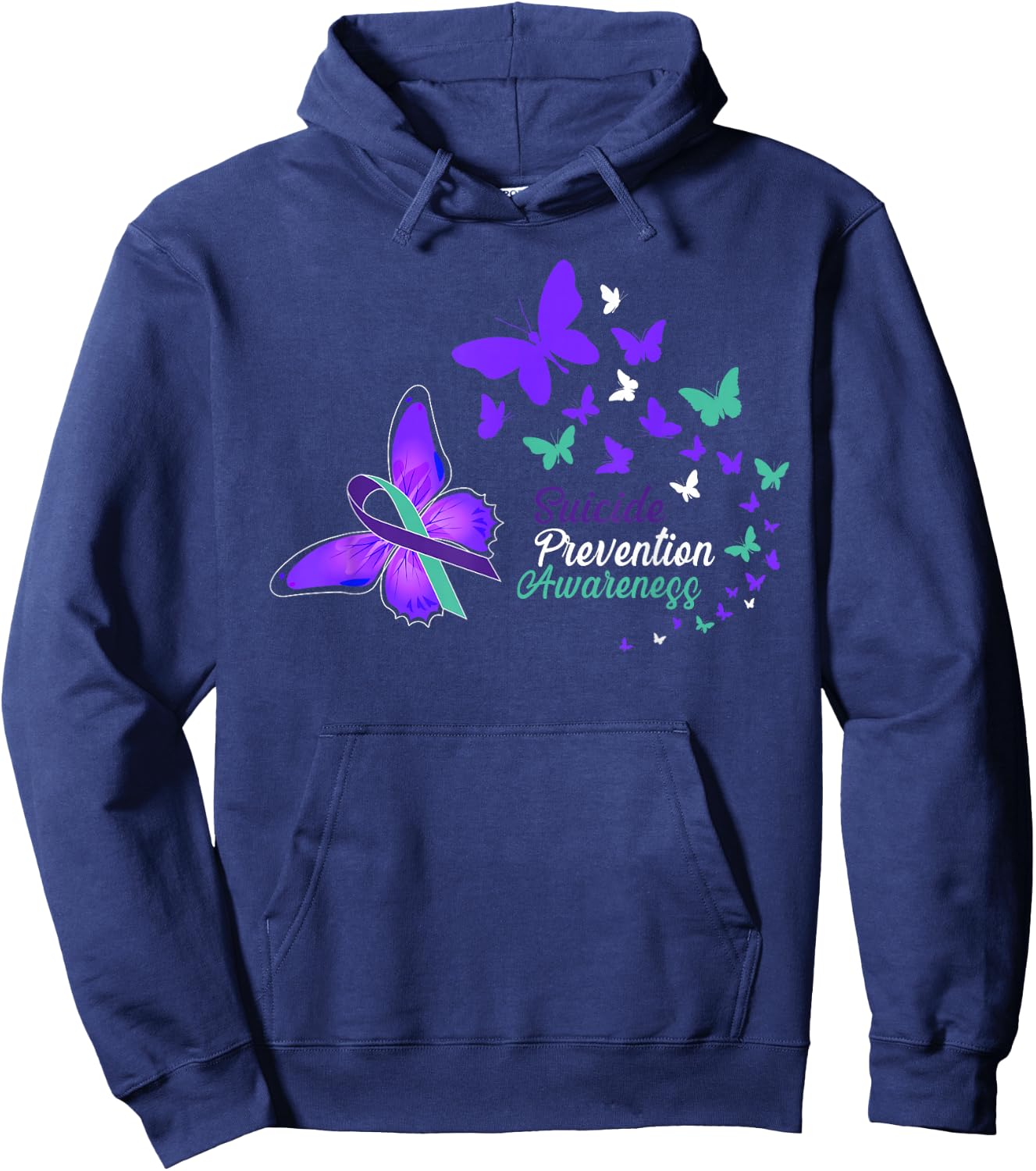 Suicide Prevention Awareness Butterflies Gift Hoodie - Hoodie | Navy