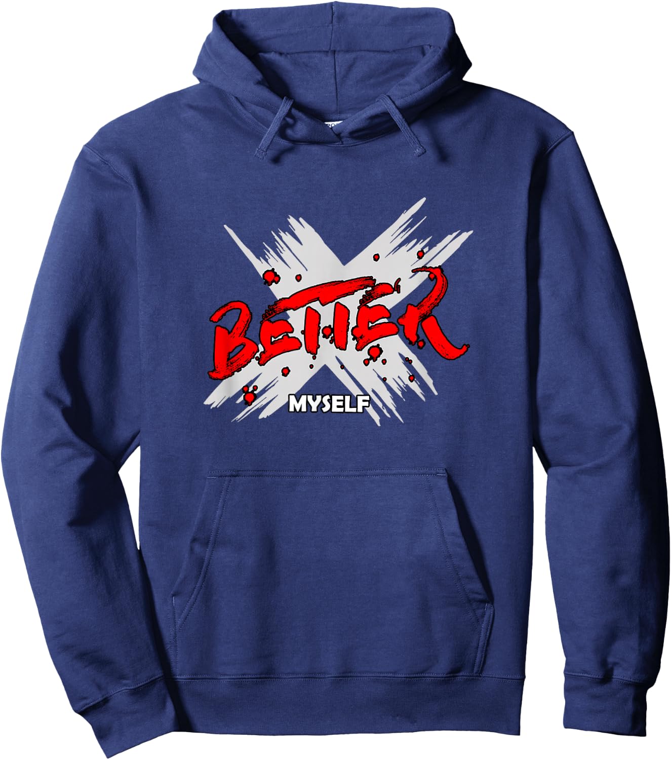 Red Color Better Myself Red Graphic Hoodie - Hoodie | Navy