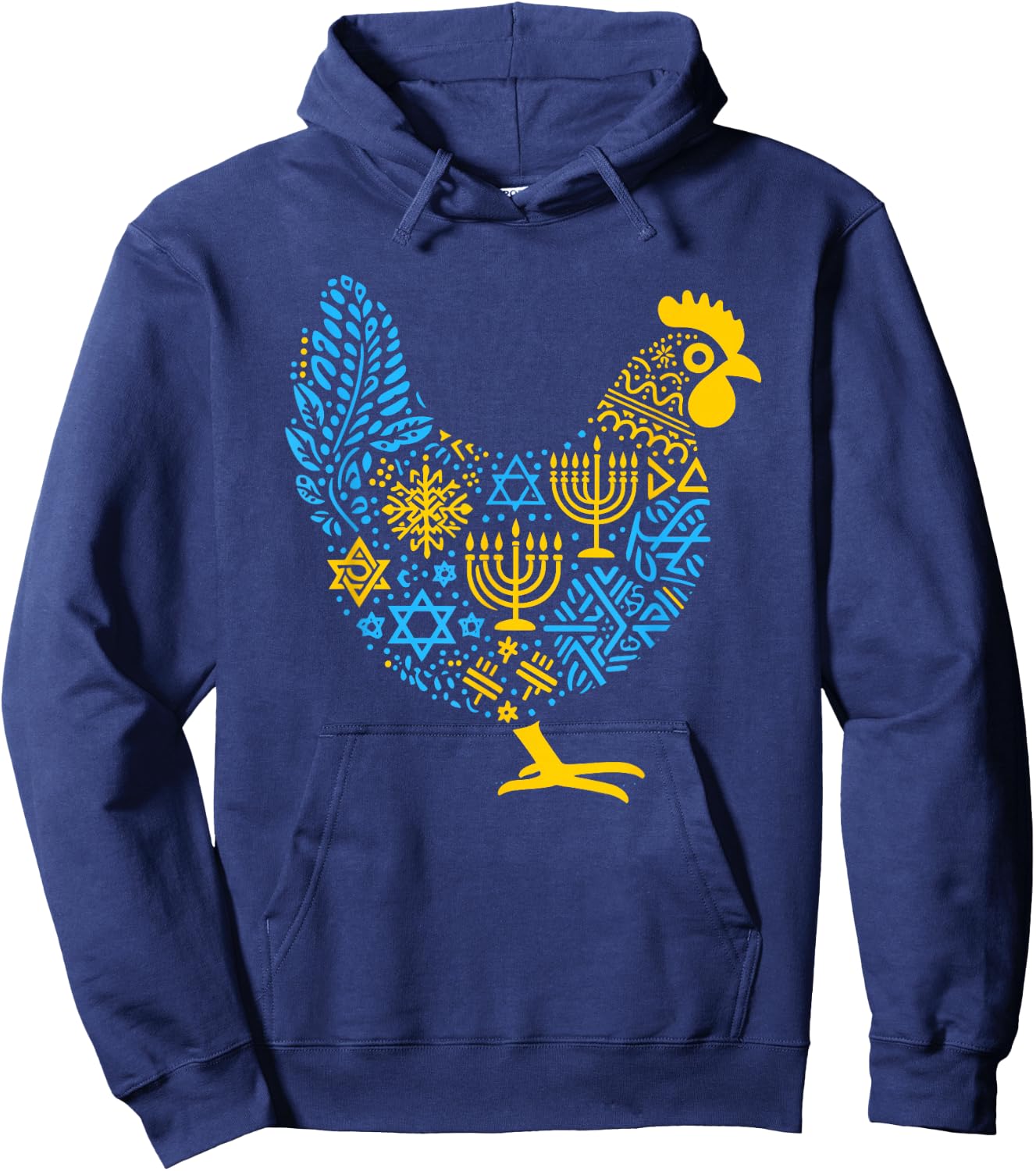 Chicken Menorah Dreidel Jewish Hanukkah Kids Hoodie - Hoodie | Navy