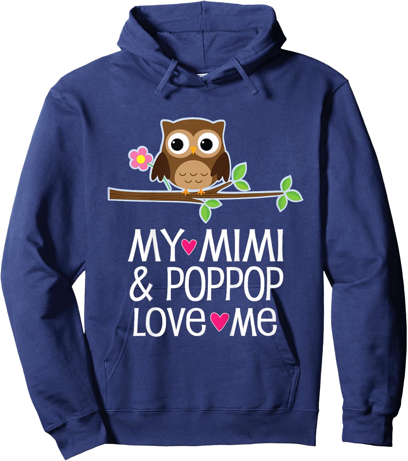 My Mimi and PopPop Love Me Grandchild Owl Hoodie - Hoodie | Navy