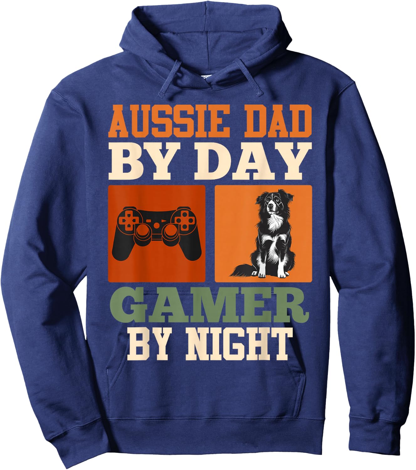 AUSSIE DAD BY DAY GAMER BY NIGHT Funny Vintage Hoodie - Hoodie | Navy